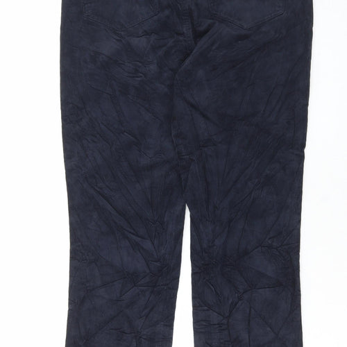 Marks and Spencer Womens Blue Cotton Trousers Size 14 L30 in Regular Button