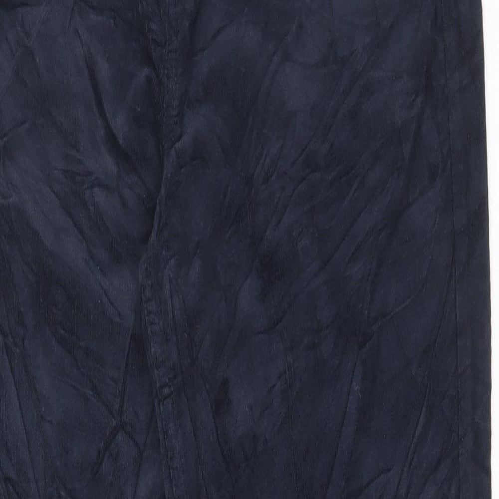 Marks and Spencer Womens Blue Cotton Trousers Size 14 L30 in Regular Button