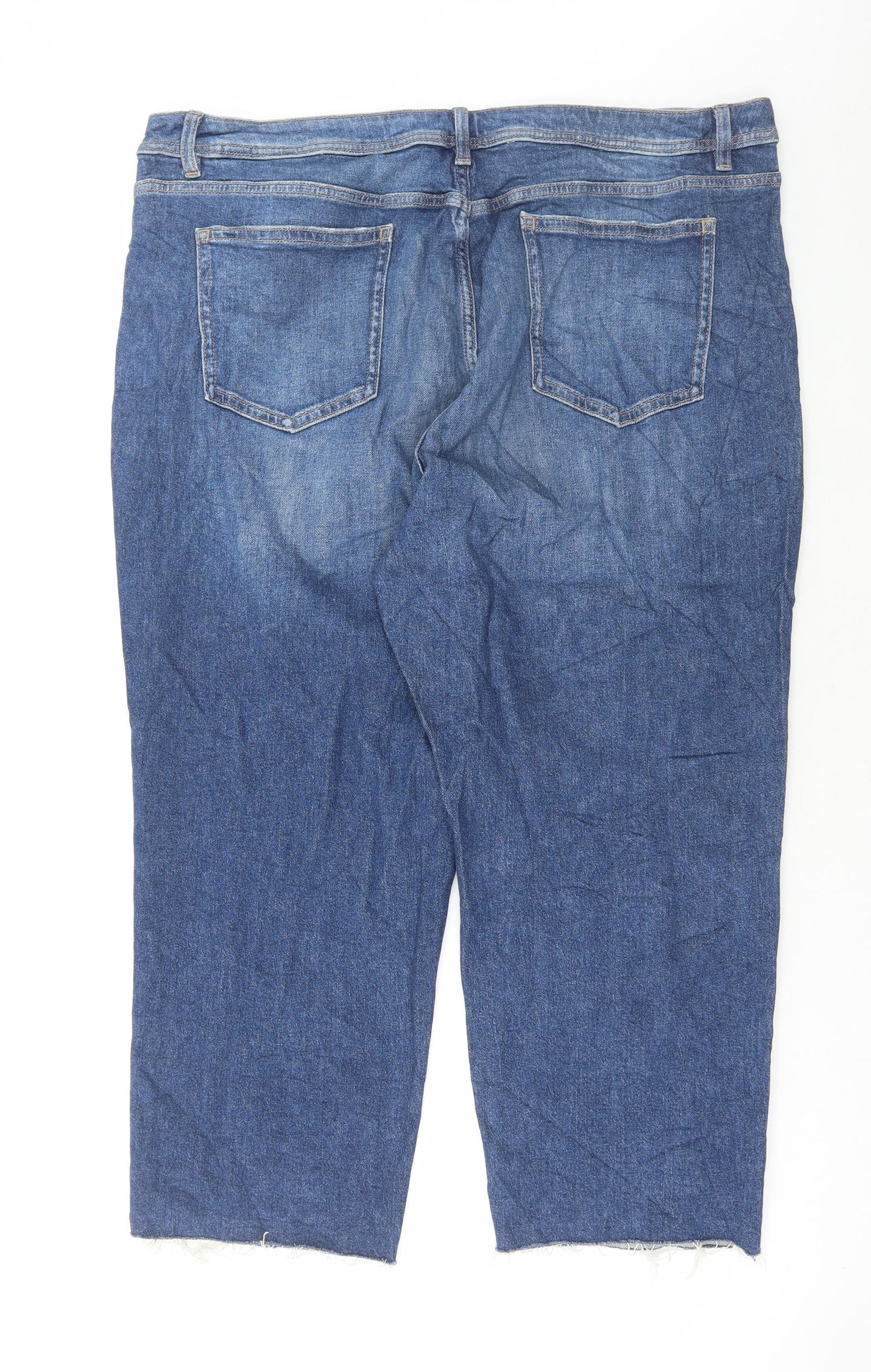Marks and Spencer Womens Blue Cotton Cropped Jeans Size 22 L25 in Regular Button