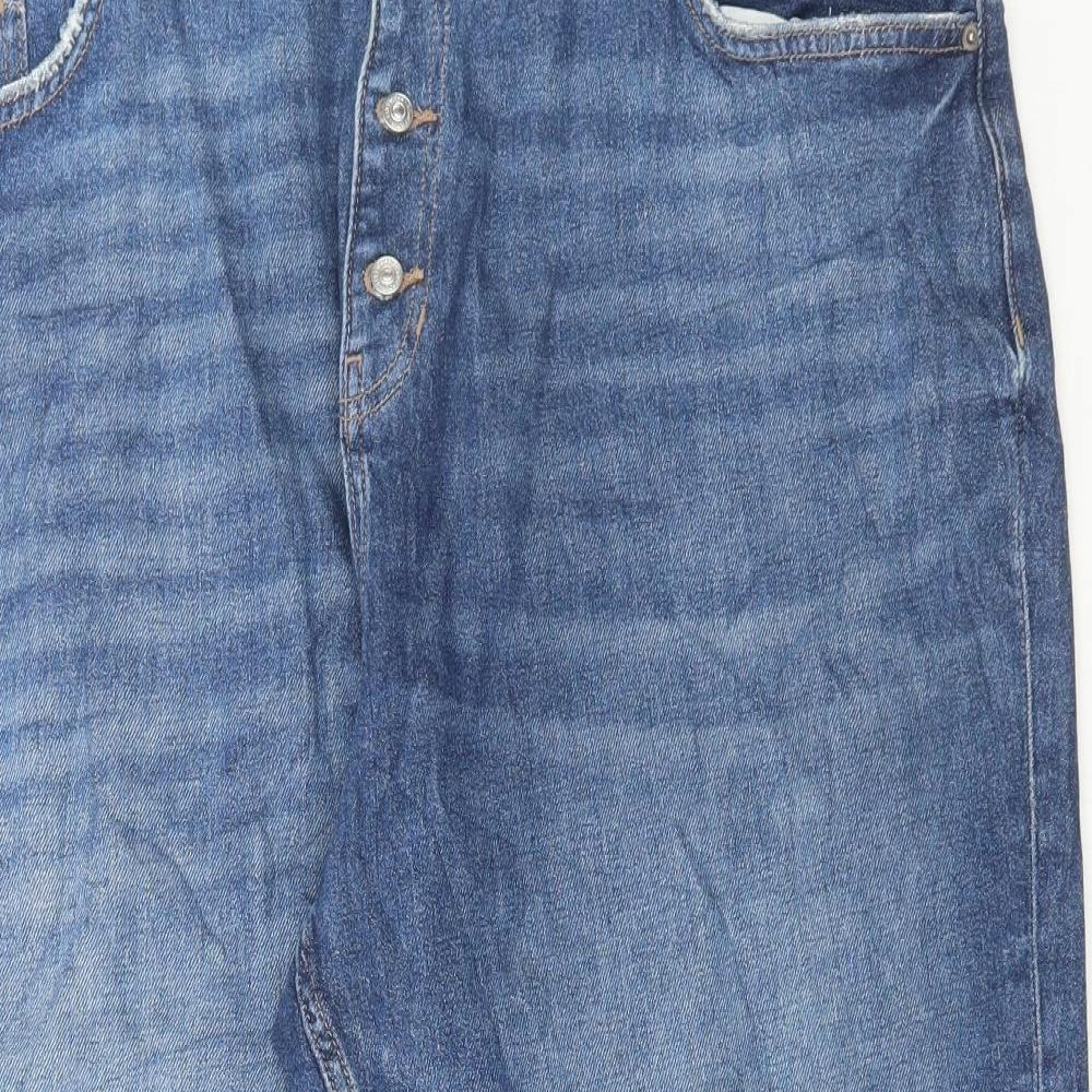 Marks and Spencer Womens Blue Cotton Cropped Jeans Size 22 L25 in Regular Button