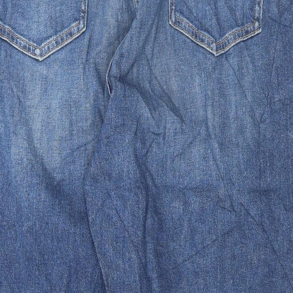 Marks and Spencer Womens Blue Cotton Cropped Jeans Size 22 L25 in Regular Button
