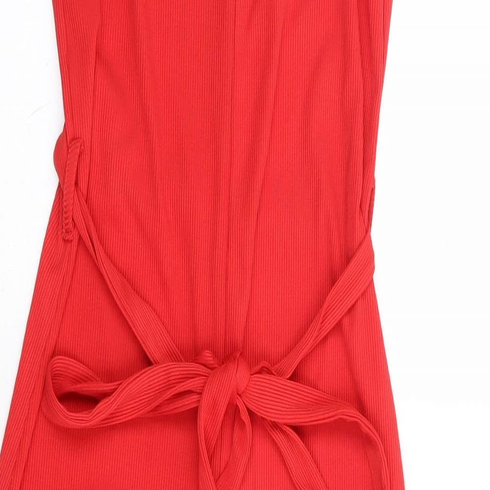 Primark Womens Red Polyester Jumpsuit One-Piece Size 8 L23 in Tie - Ribbed