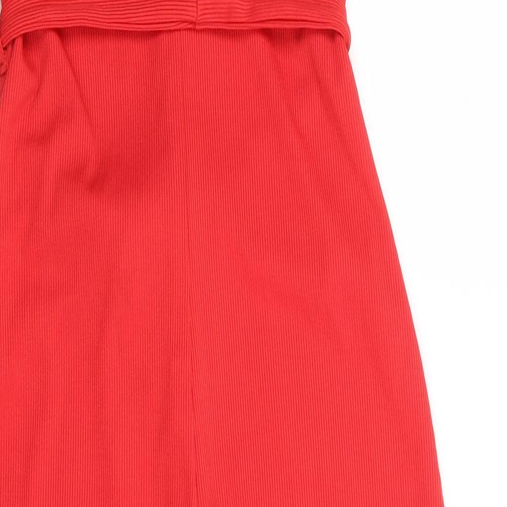 Primark Womens Red Polyester Jumpsuit One-Piece Size 8 L23 in Tie - Ribbed