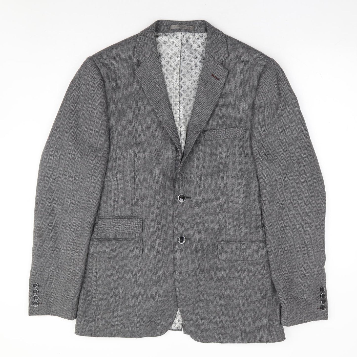 Racing Green Mens Grey Wool Jacket Suit Jacket Size 42