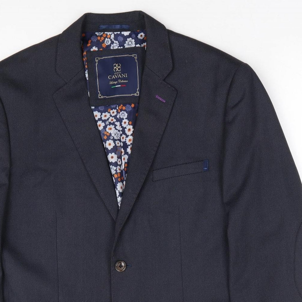House of Cavani Mens Blue Polyester Jacket Suit Jacket Size 42