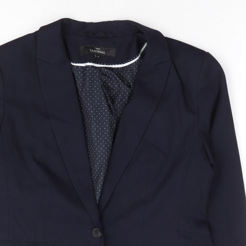 NEXT Womens Blue Polyester Jacket Suit Jacket Size 12