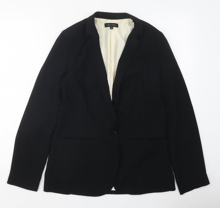 New Look Womens Black Jacket Blazer Size 10 Button