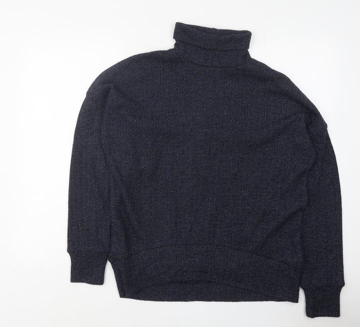 Topshop Womens Blue Roll Neck Polyester Pullover Jumper Size 10