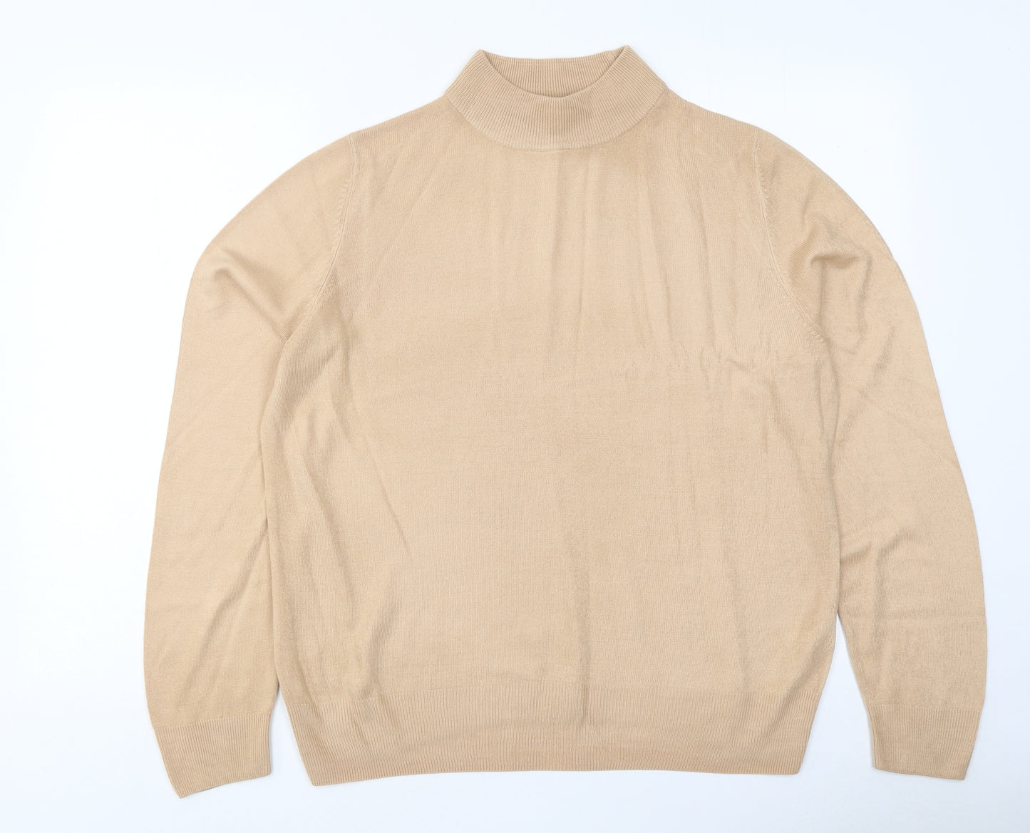 Devided Womens Beige High Neck Acrylic Pullover Jumper Size 14