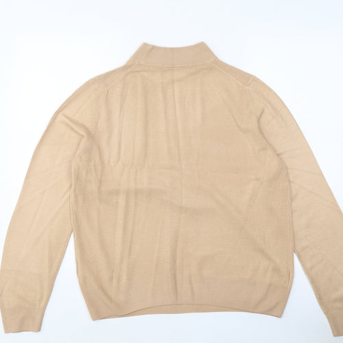 Devided Womens Beige High Neck Acrylic Pullover Jumper Size 14