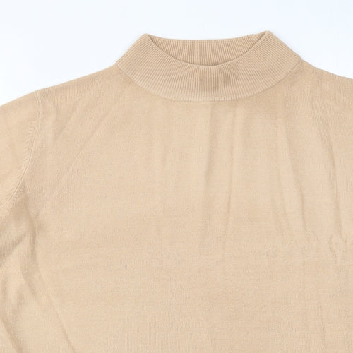 Devided Womens Beige High Neck Acrylic Pullover Jumper Size 14