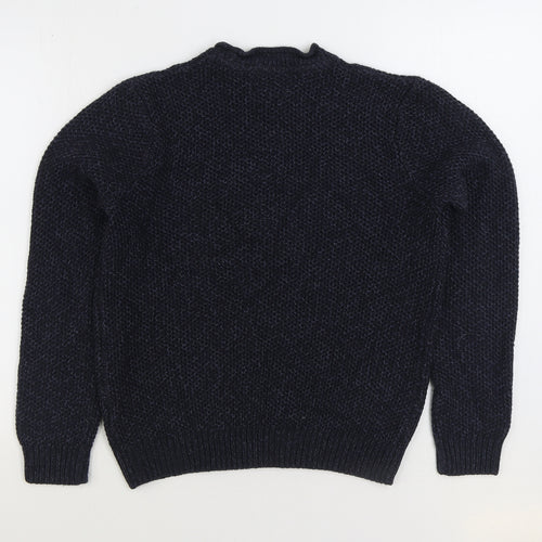 George Mens Blue Round Neck Acrylic Pullover Jumper Size S