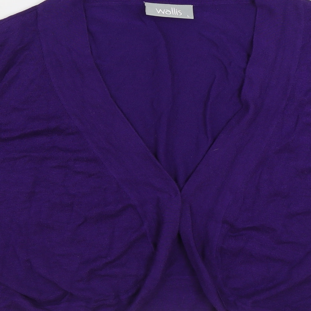 Walis Womens Purple V-Neck Viscose Shrug Jumper Size L