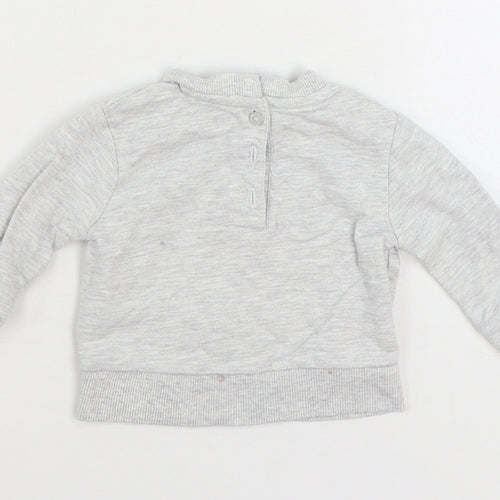 V By Very Baby Grey Cotton Pullover Jumper Size 0-3 Months Button - Rainbow Happy