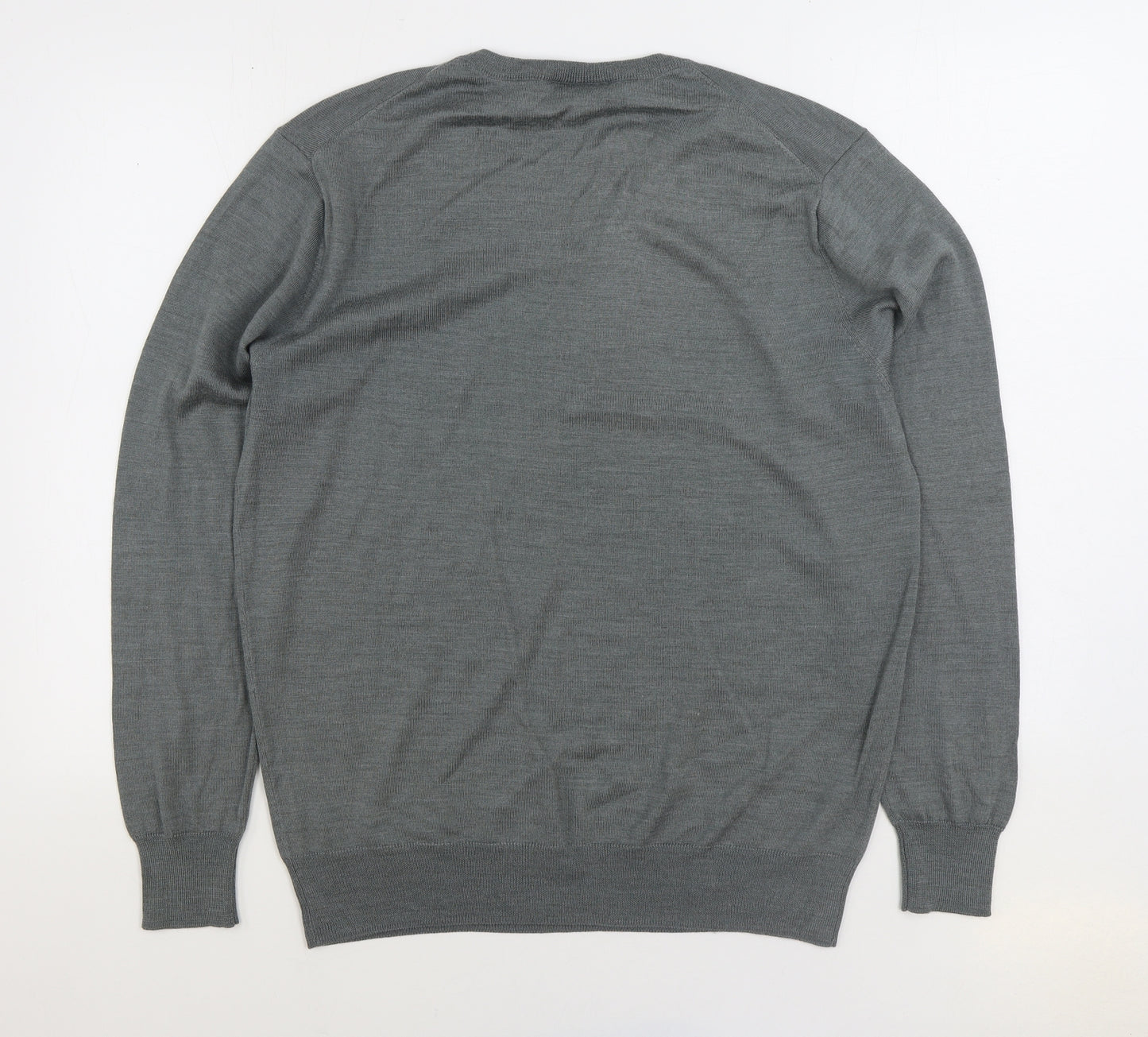 Tailwing Mens Grey V-Neck Acrylic Pullover Jumper Size 2XL