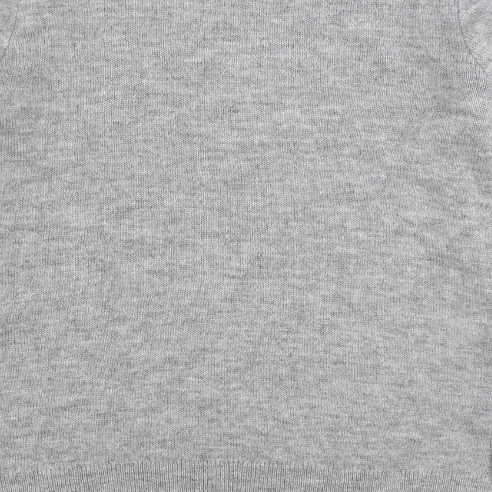 Papaya Womens Grey Round Neck Acrylic Pullover Jumper Size M - Star