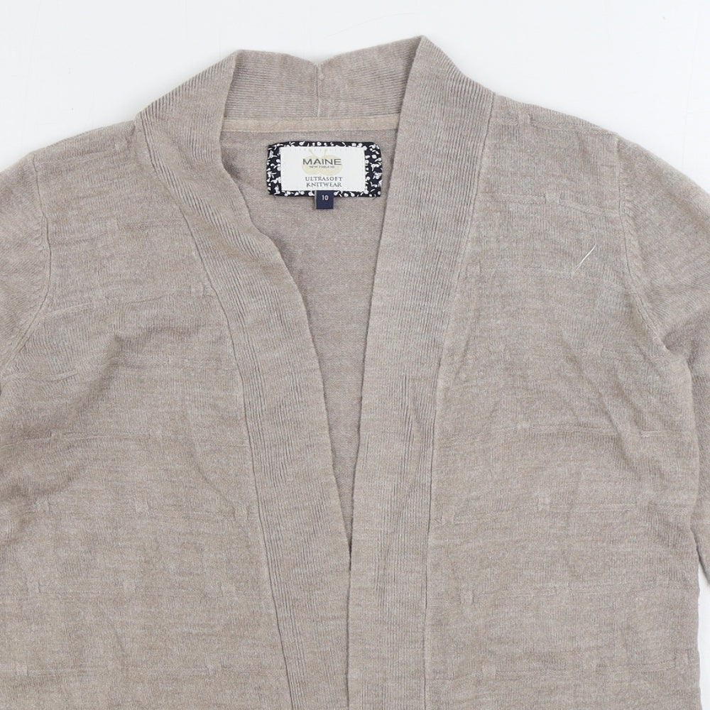 Maine Womens Beige V-Neck Acrylic Cardigan Jumper Size 10