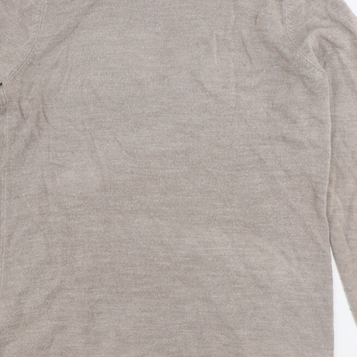 Maine Womens Beige V-Neck Acrylic Cardigan Jumper Size 10