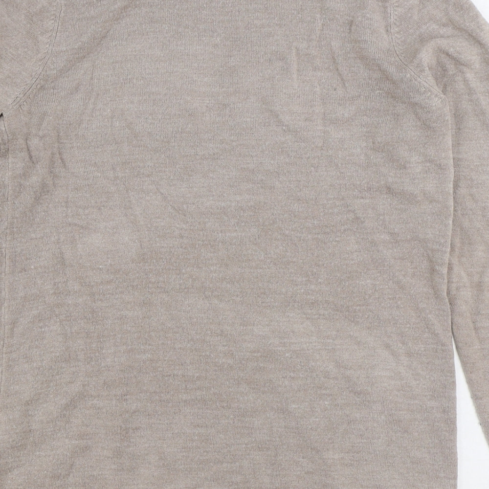 Maine Womens Beige V-Neck Acrylic Cardigan Jumper Size 10