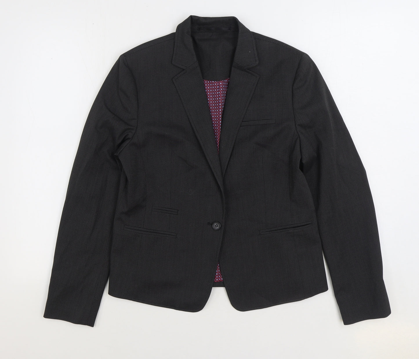 Brook Taverner Womens Black Jacket Blazer Size 12 Button