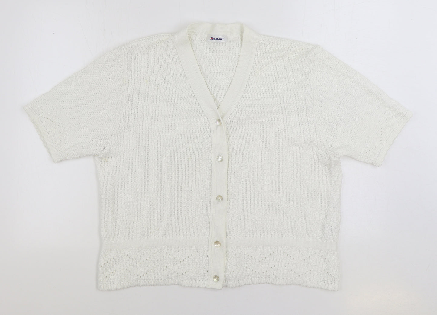 Damart Womens White V-Neck Cotton Cardigan Jumper Size 20