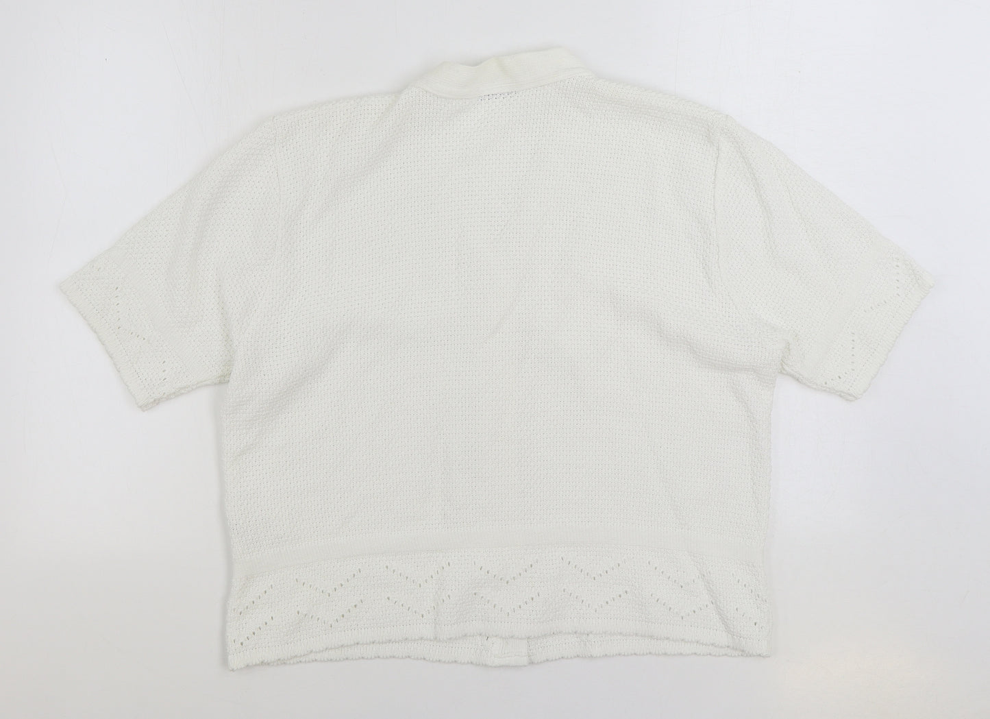 Damart Womens White V-Neck Cotton Cardigan Jumper Size 20