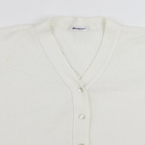 Damart Womens White V-Neck Cotton Cardigan Jumper Size 20