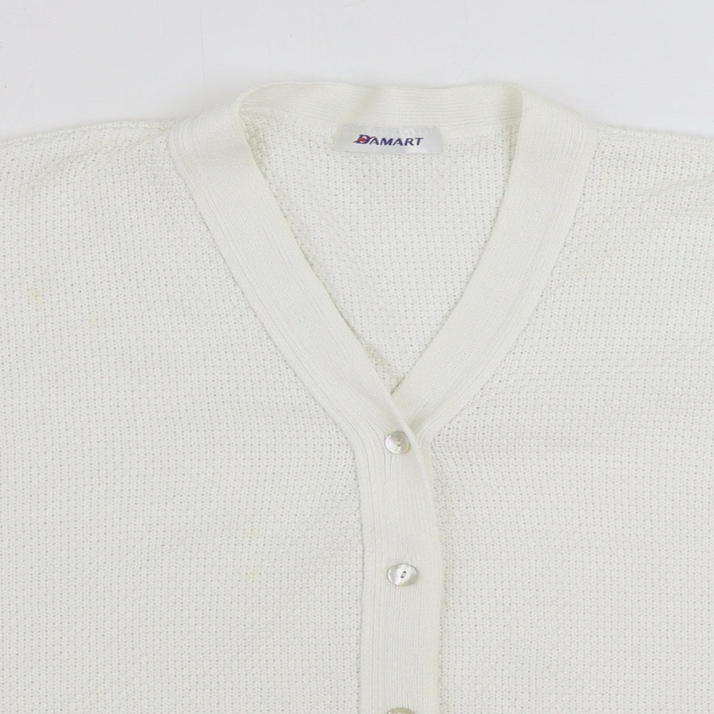 Damart Womens White V-Neck Cotton Cardigan Jumper Size 20
