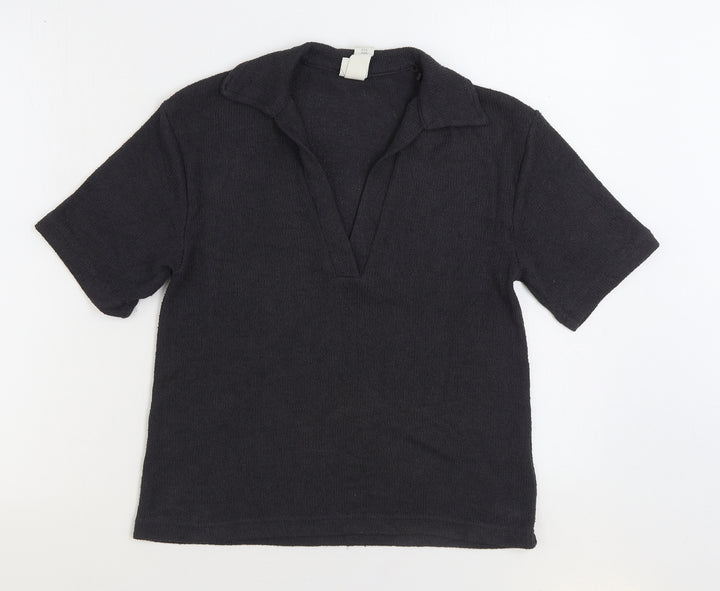 H&M Womens Grey V-Neck Viscose Pullover Jumper Size XS