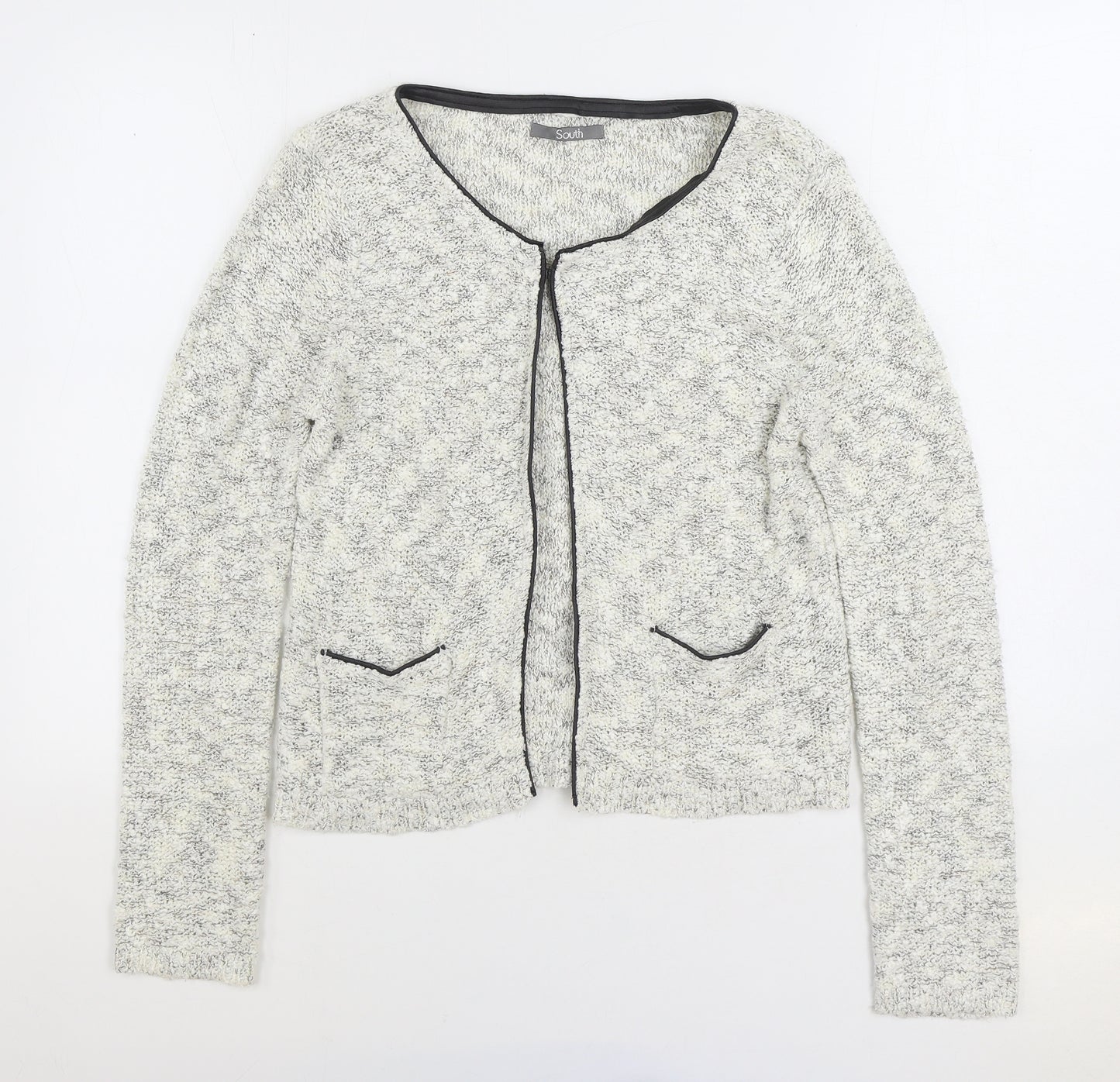 South Womens Grey Round Neck Viscose Cardigan Jumper Size 12