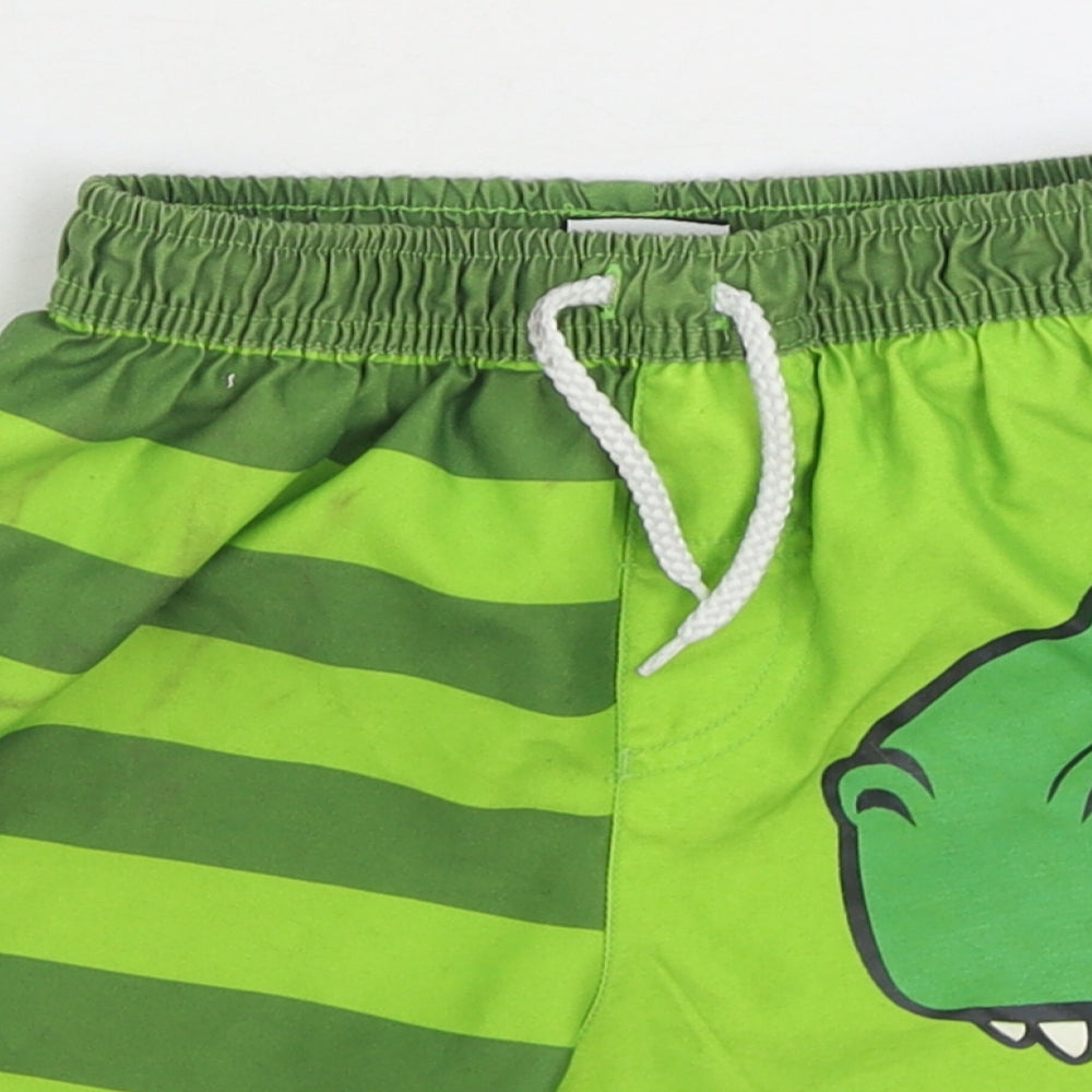 George Boys Green Striped Polyester Sweat Shorts Size 3-4 Years Regular Drawstring - Swim Trunks Toy Story Rex
