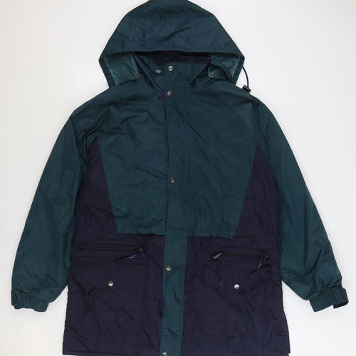 Blue Riband Mens Green Rain Coat Coat Size M Zip