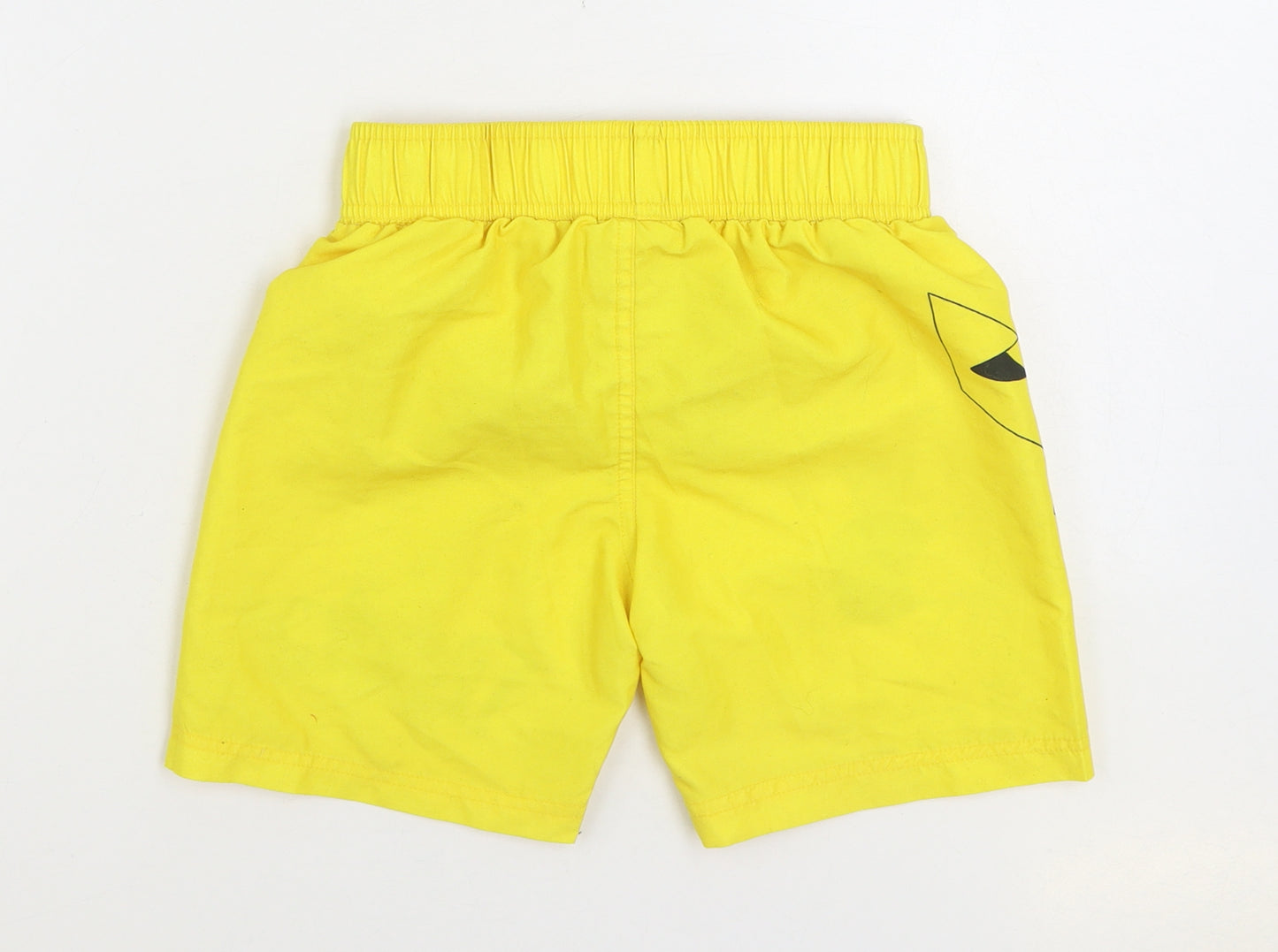 Primark Boys Yellow Polyester Sweat Shorts Size 6-7 Years Regular Drawstring - Pokemon Pikachu Swim Trunks