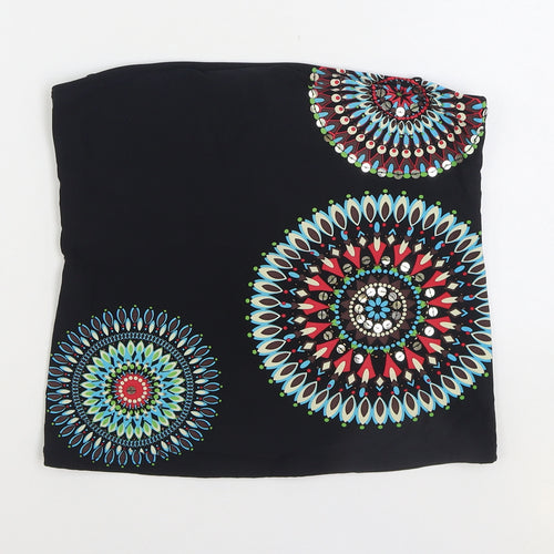 NEXT Womens Black Nylon Cropped Blouse Size 16 Off the Shoulder - Bandeau