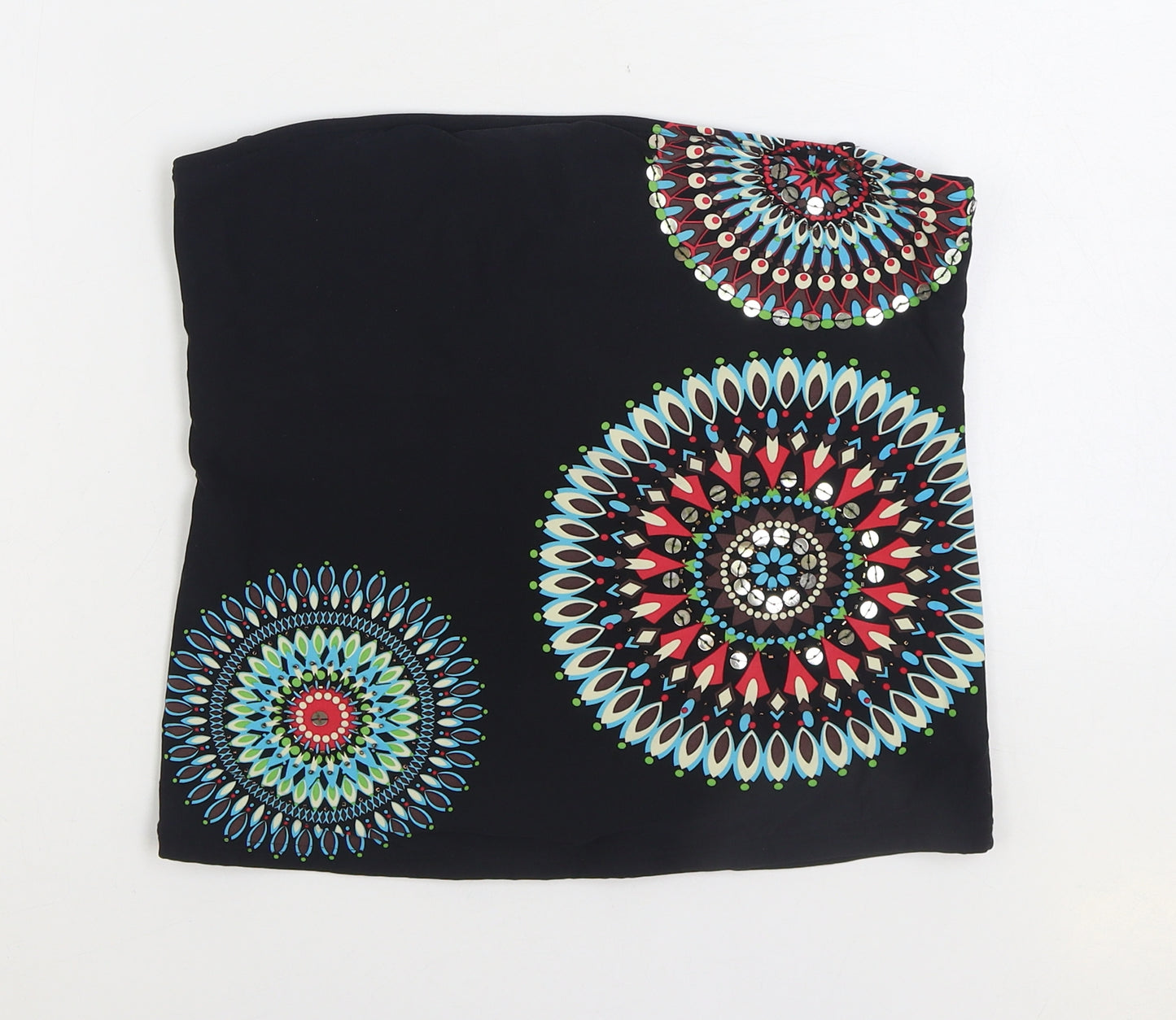 NEXT Womens Black Nylon Cropped Blouse Size 16 Off the Shoulder - Bandeau
