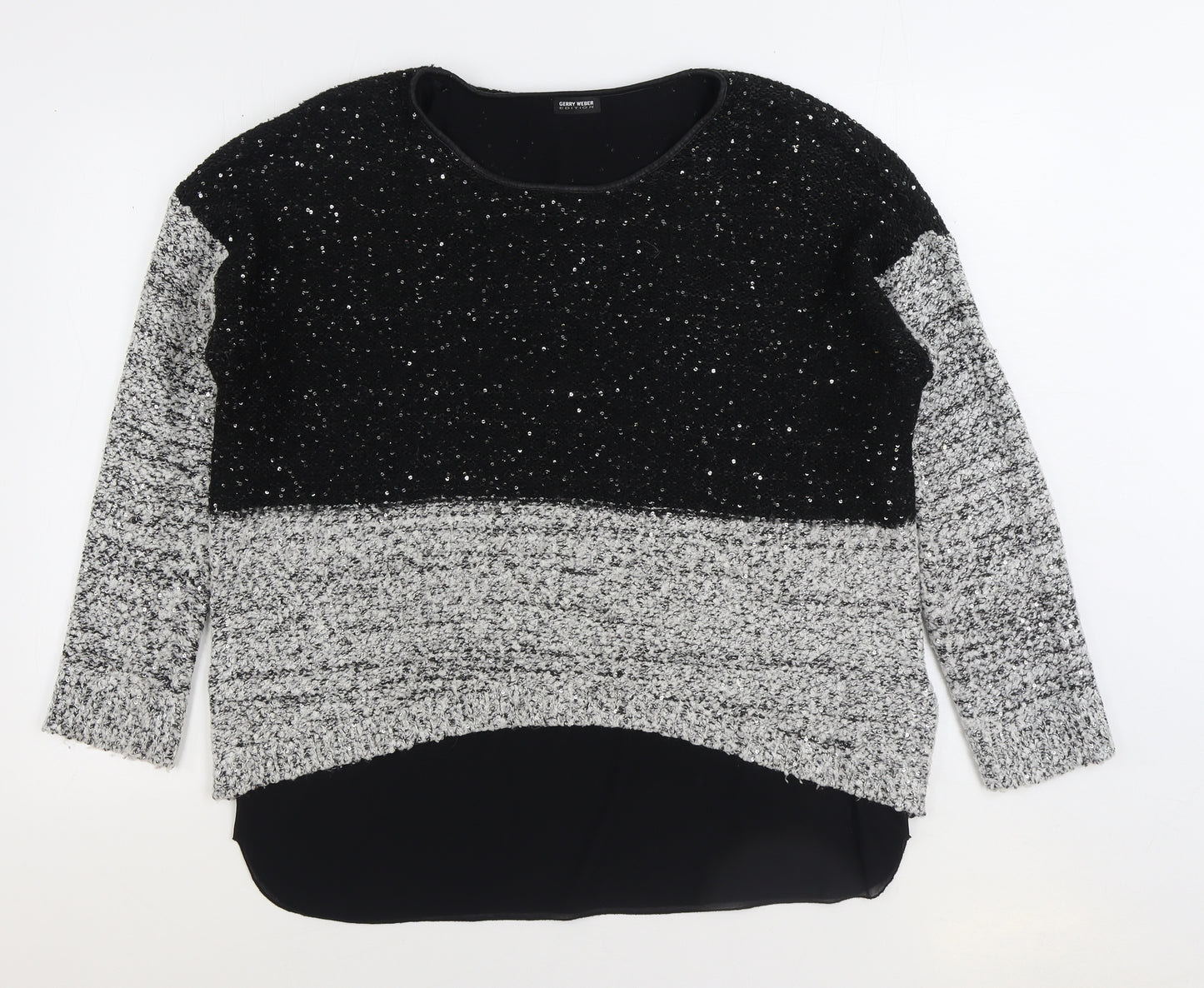 Gerry Weber Womens Black Round Neck Polyester Pullover Jumper Size 12