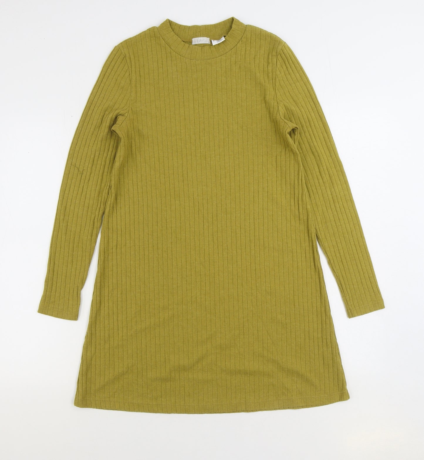 Cooperative Womens Yellow Cotton Jumper Dress Size S Mock Neck Pullover