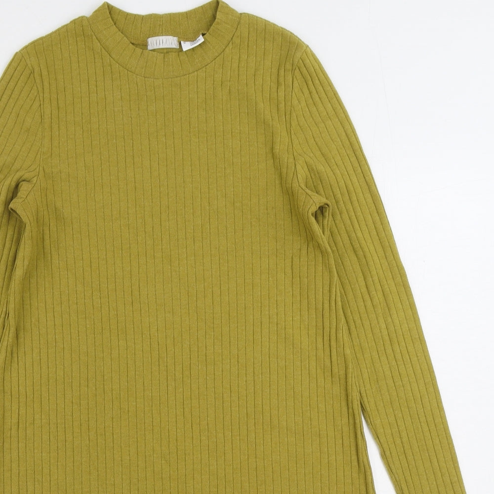 Cooperative Womens Yellow Cotton Jumper Dress Size S Mock Neck Pullover