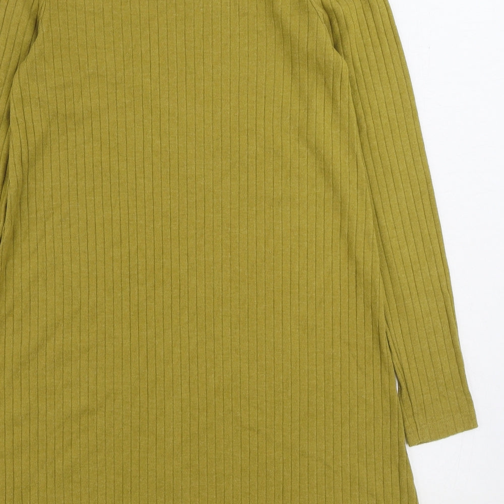 Cooperative Womens Yellow Cotton Jumper Dress Size S Mock Neck Pullover