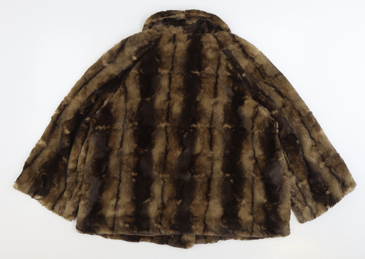 Gold Womens Brown Pea Coat Coat Size 18 Hook & Eye - Faux Fur