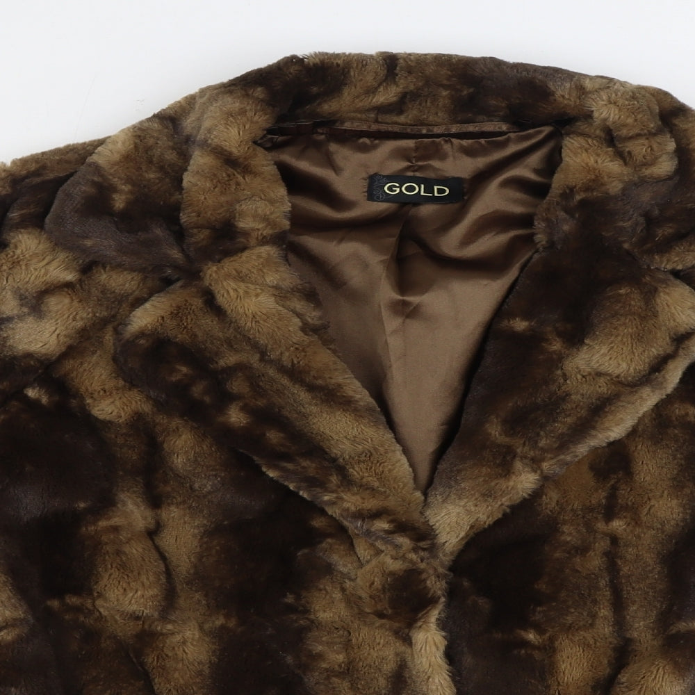 Gold Womens Brown Pea Coat Coat Size 18 Hook & Eye - Faux Fur
