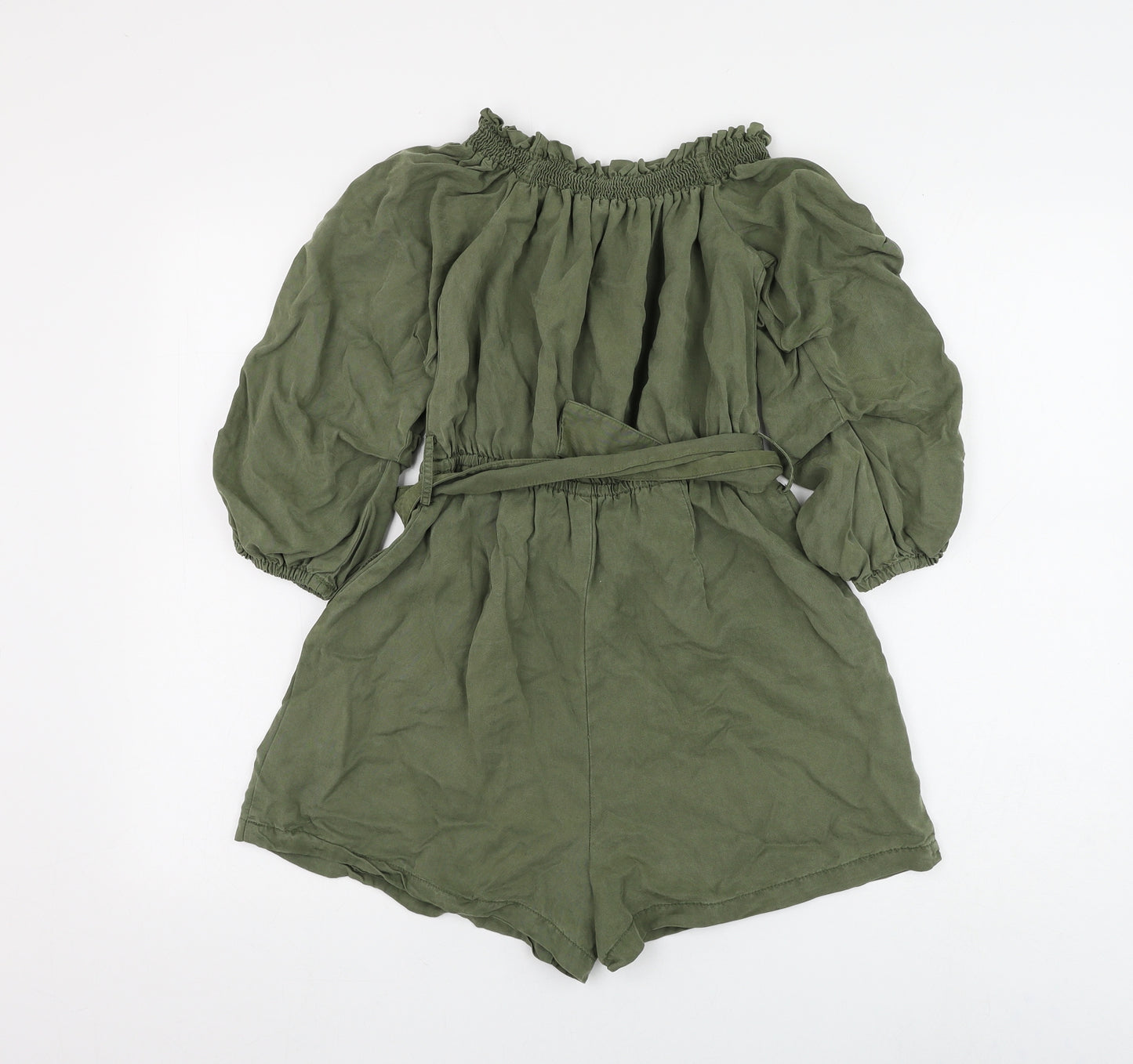 Zara Womens Green Lyocell Playsuit One-Piece Size M L3 in Pullover