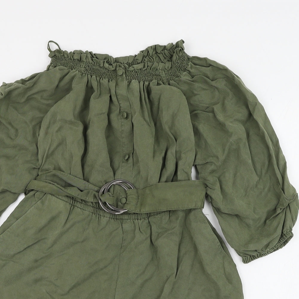 Zara Womens Green Lyocell Playsuit One-Piece Size M L3 in Pullover