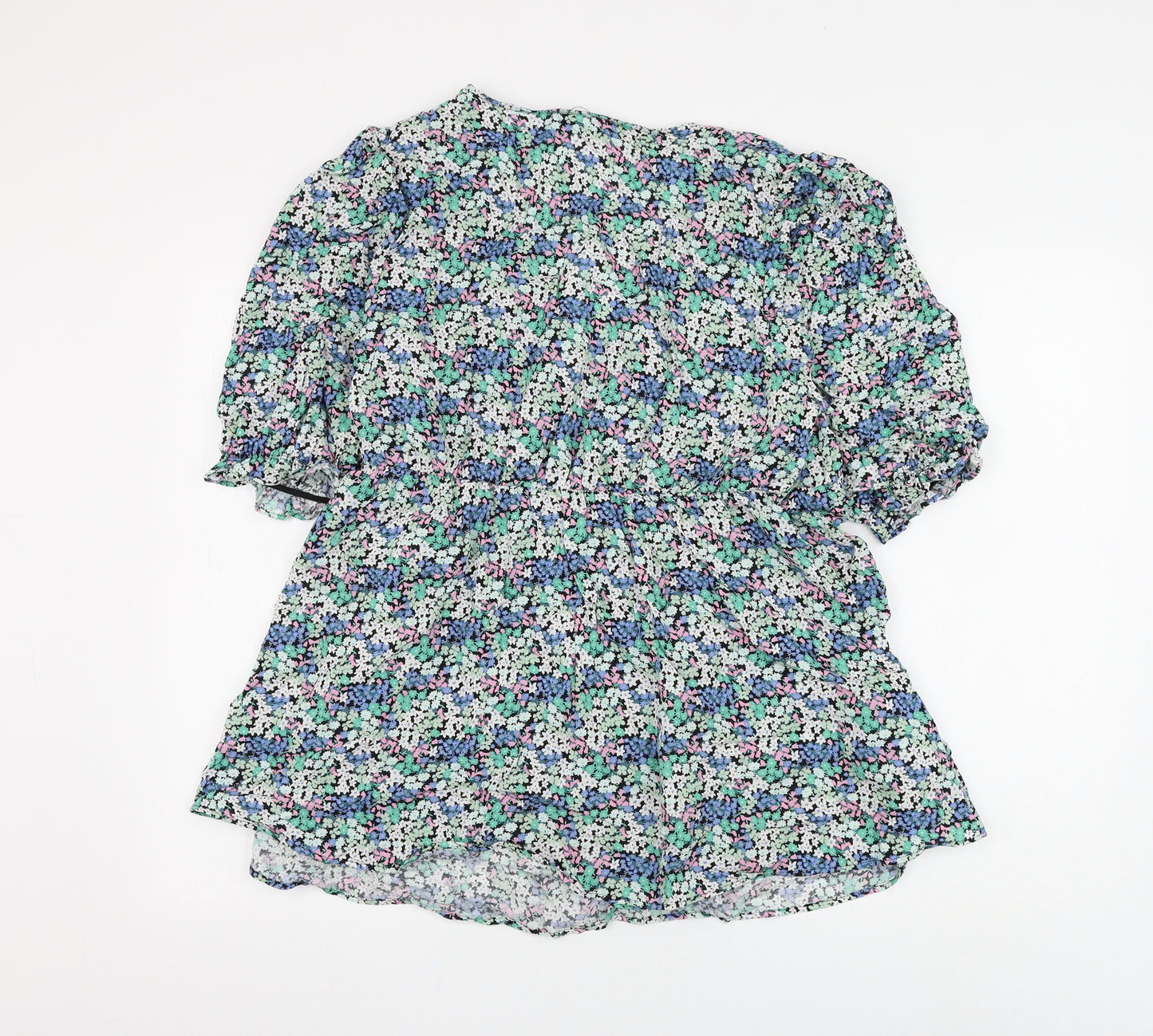 Marks and Spencer Womens Multicoloured Floral Viscose Wrap Blouse Size 12 V-Neck