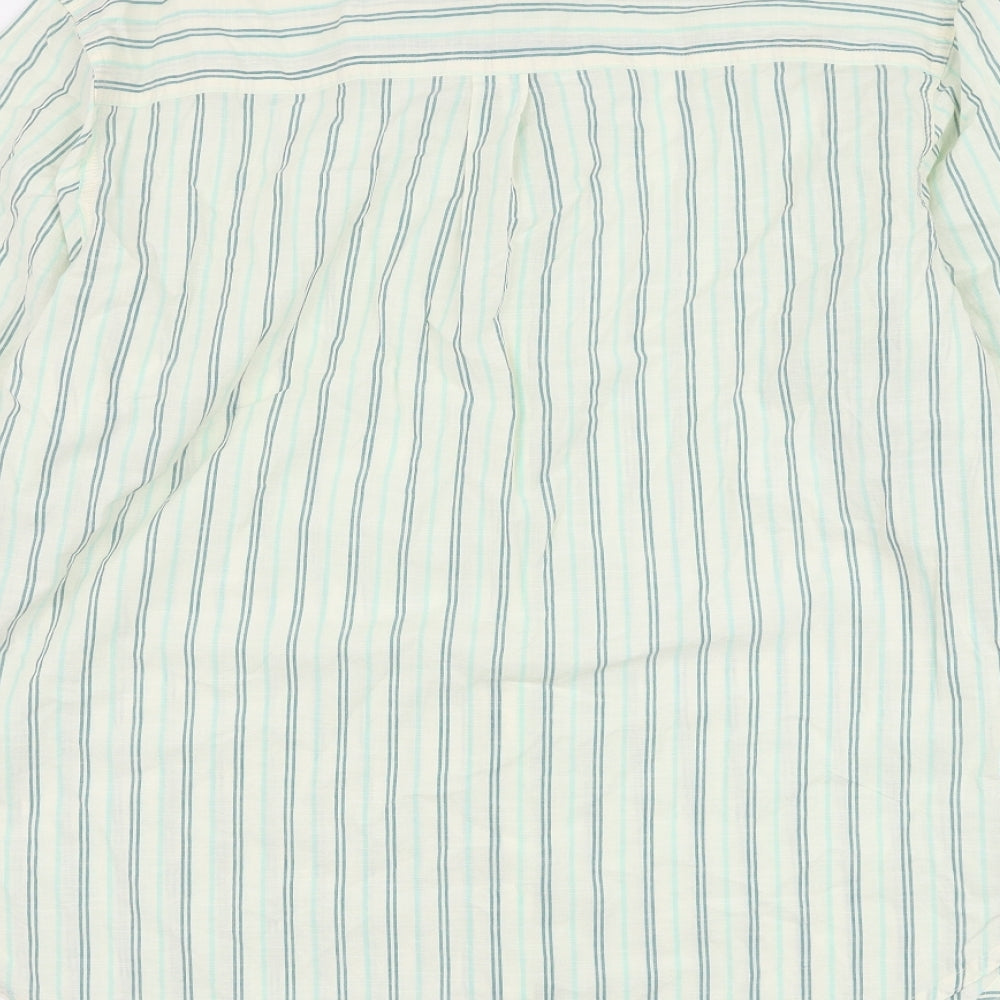 Marks and Spencer Womens Ivory Striped Cotton Basic Button-Up Size 16 Collared