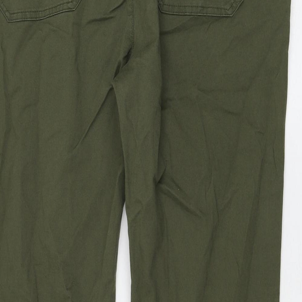 Marks and Spencer Mens Green Cotton Chino Trousers Size 2XL L32 in Regular Drawstring