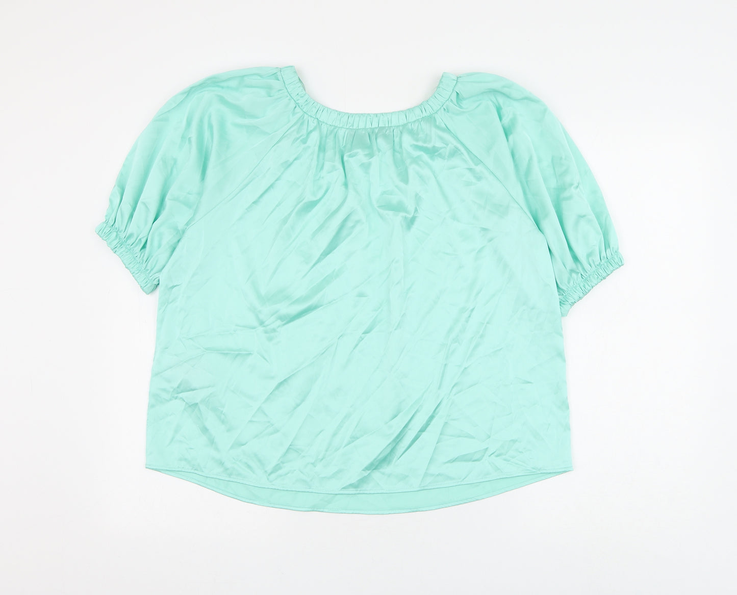 Marks and Spencer Womens Green Polyester Basic Blouse Size 8 Boat Neck
