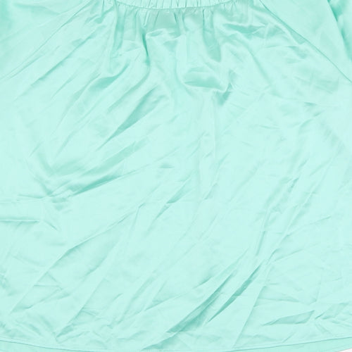 Marks and Spencer Womens Green Polyester Basic Blouse Size 8 Boat Neck