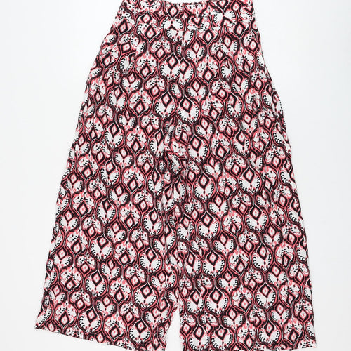 Marks and Spencer Womens Multicoloured Geometric Viscose Cropped Trousers Size 8 L23 in Regular
