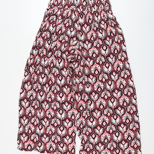 Marks and Spencer Womens Multicoloured Geometric Viscose Cropped Trousers Size 8 L23 in Regular